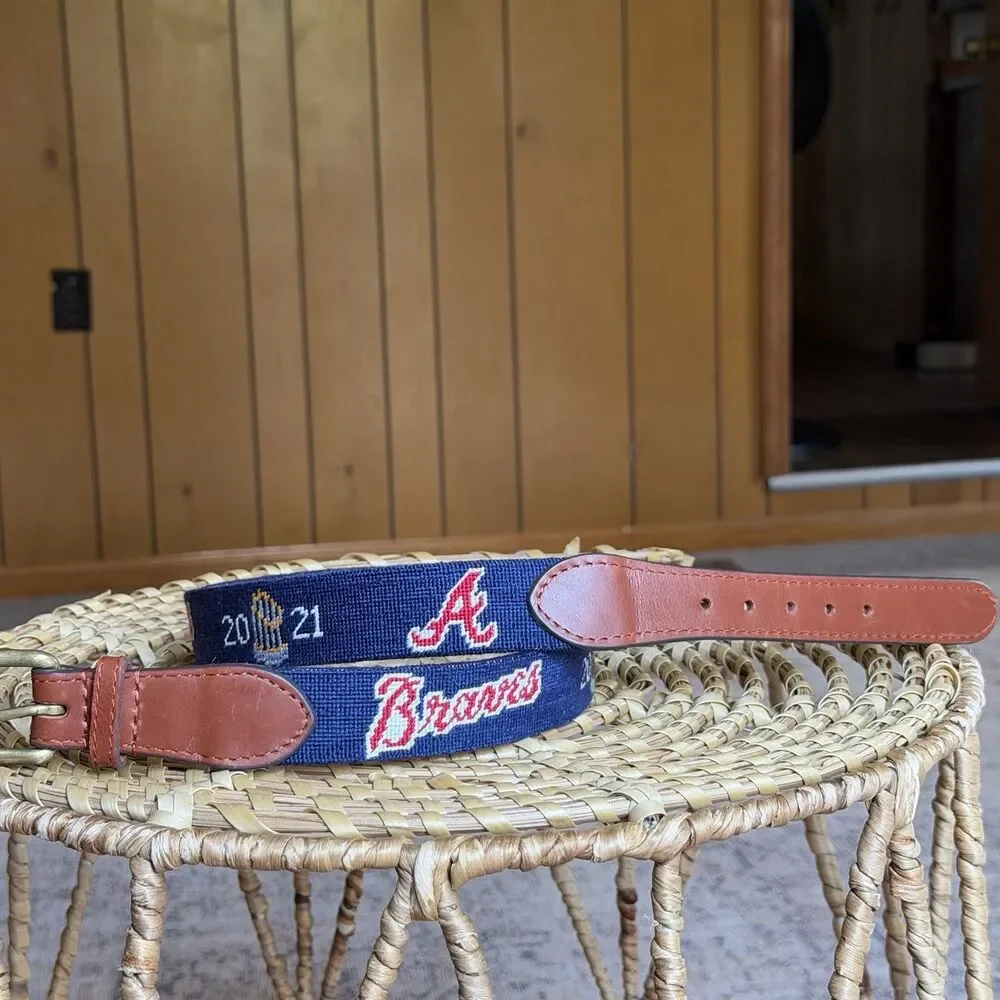 Atlanta Braves 2021 World Series Needlepoint Belt by Smathers & Branson 32